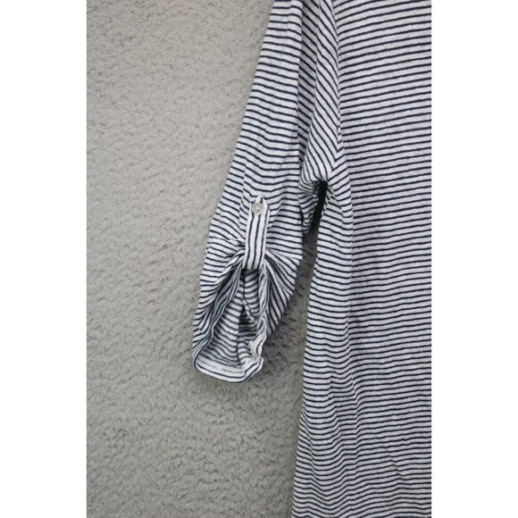 Adrienne Vittadini 3/4 Roll-Tabbed Sleeve Tunic-100% Linen-Size 1X-Back Buttons - Picture 2 of 9